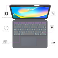 ROOFEI Tastatura Pouzdro pro iPad Pro 12.9 palce (6/5/4/3 Generace - 2022/2021/2020/2018) - Odpojitelná klávesnice s touchpadem 